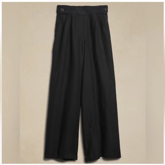 Banana Republic Lina Wide-Leg Linen Pant Palazzo Black Sz 6 - Picture 4 of 4